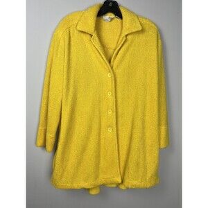 Vintage Gottex Terrycloth Button Up Coverup Yellow Size Small